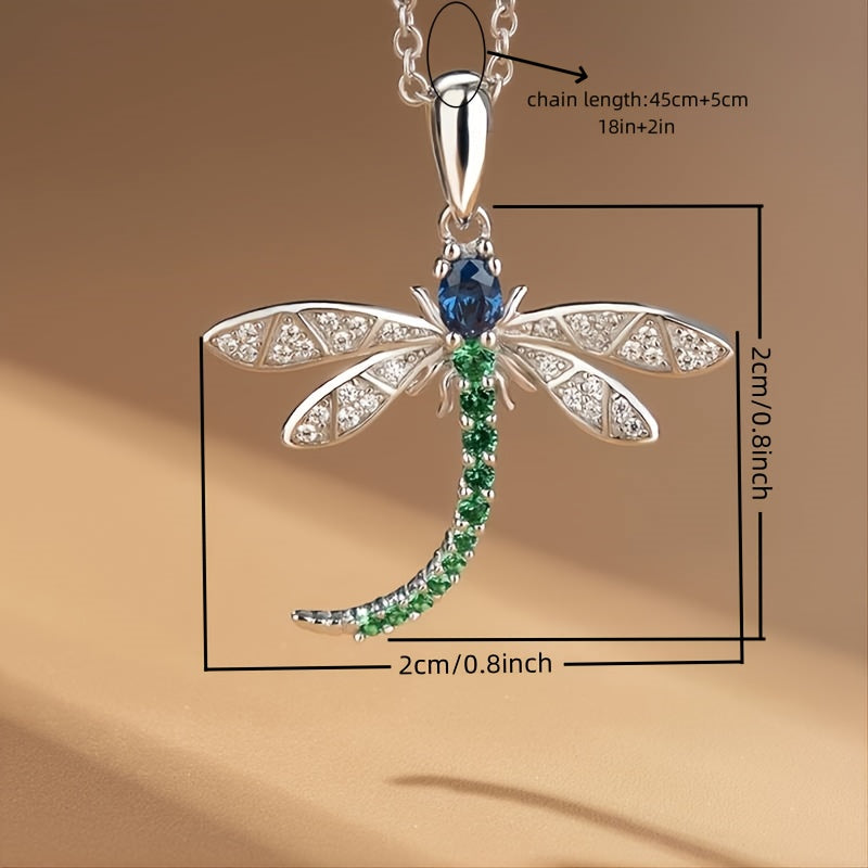 Cute Zircon Dragonfly Pendant Necklace