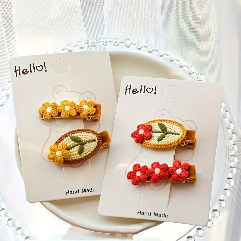 Embroidered Flower Hair Clip