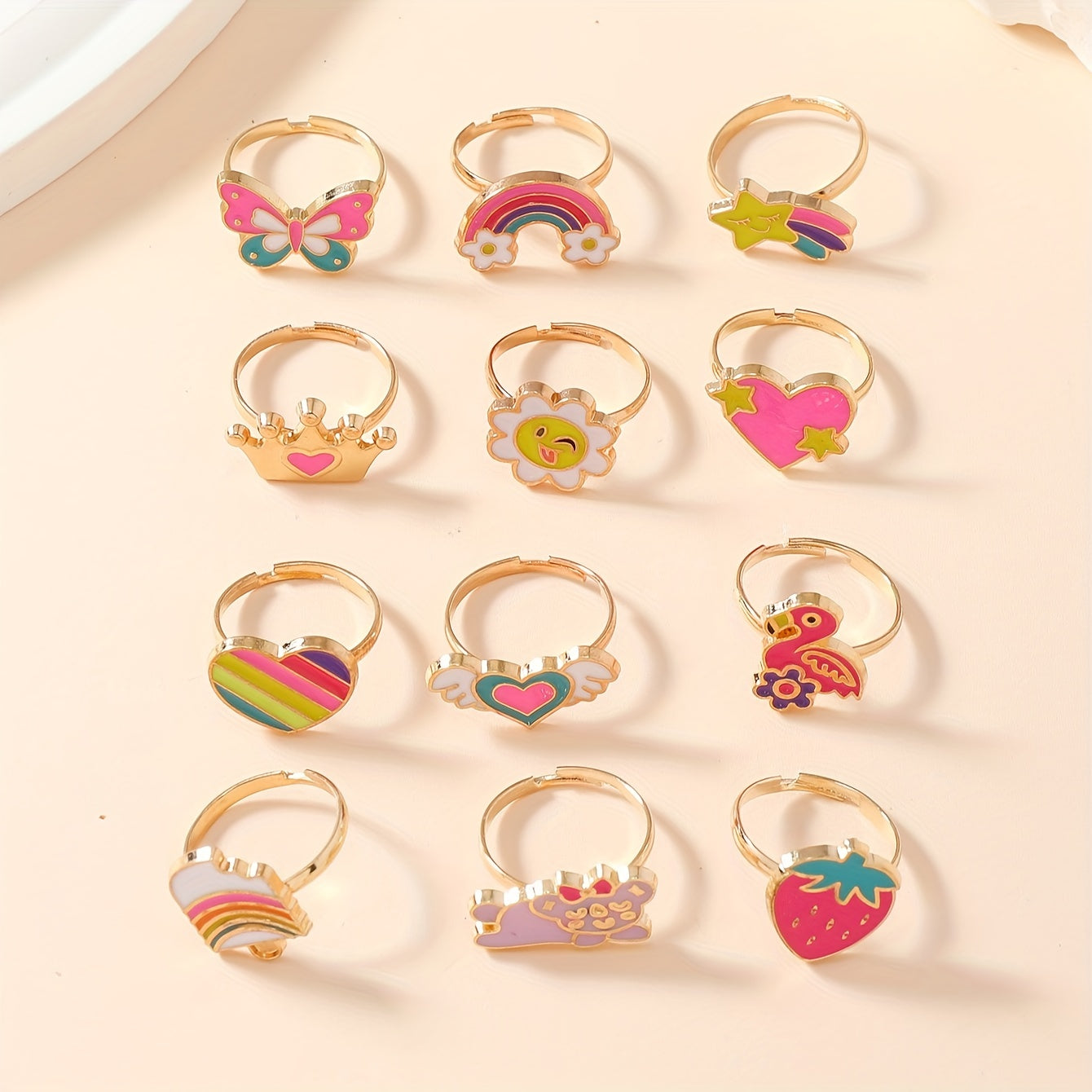12 Pieces Cute Kids Rings