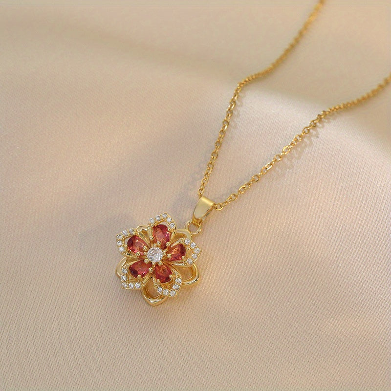 Rotatable Flower Necklace