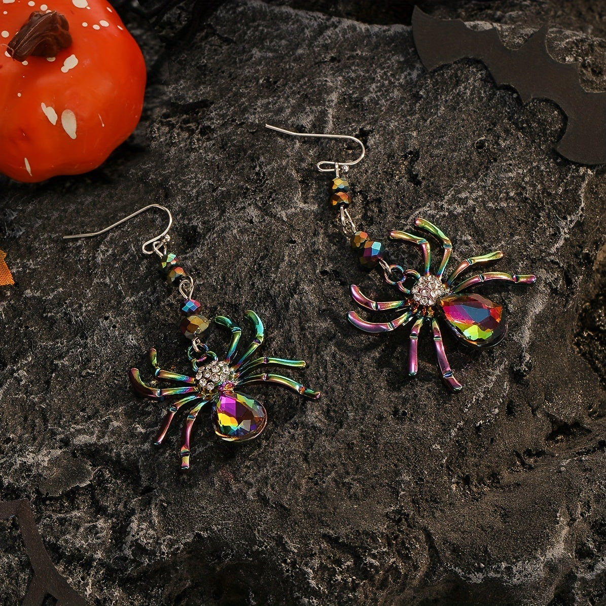 Colourful Rhinestone Spider Earrings