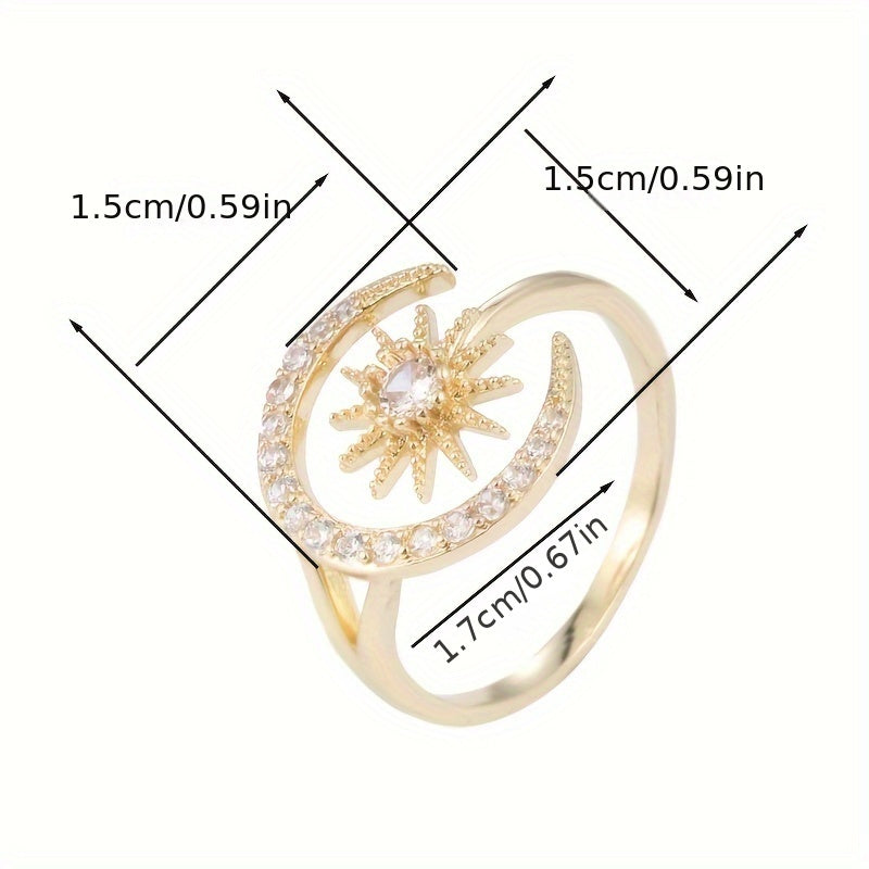 Crystal star and moon ring