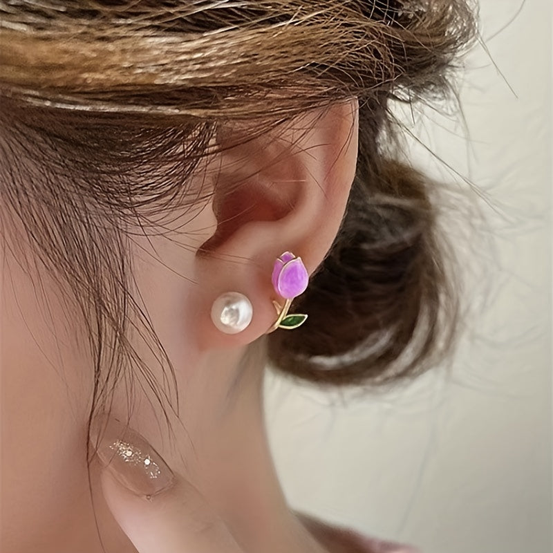 Purple Tulip Earrings