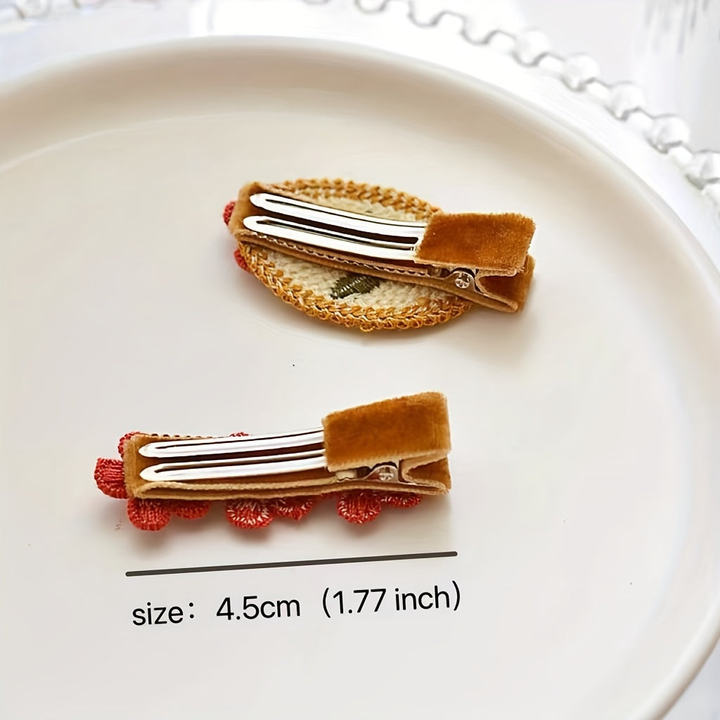 Embroidered Flower Hair Clip