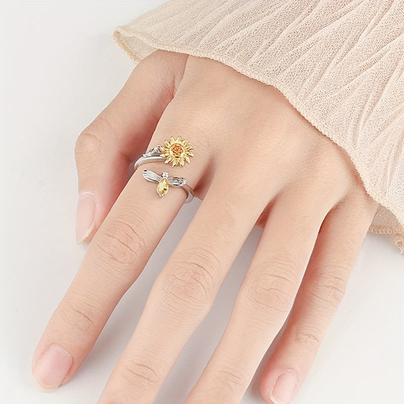 Spinning Sunflower Bee Ring