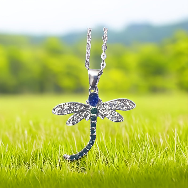 Cute Zircon Dragonfly Pendant Necklace