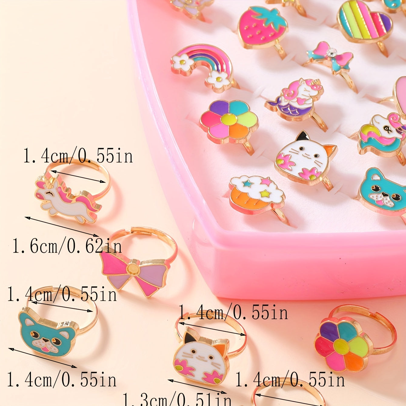 36pc Kids Mixed Rings