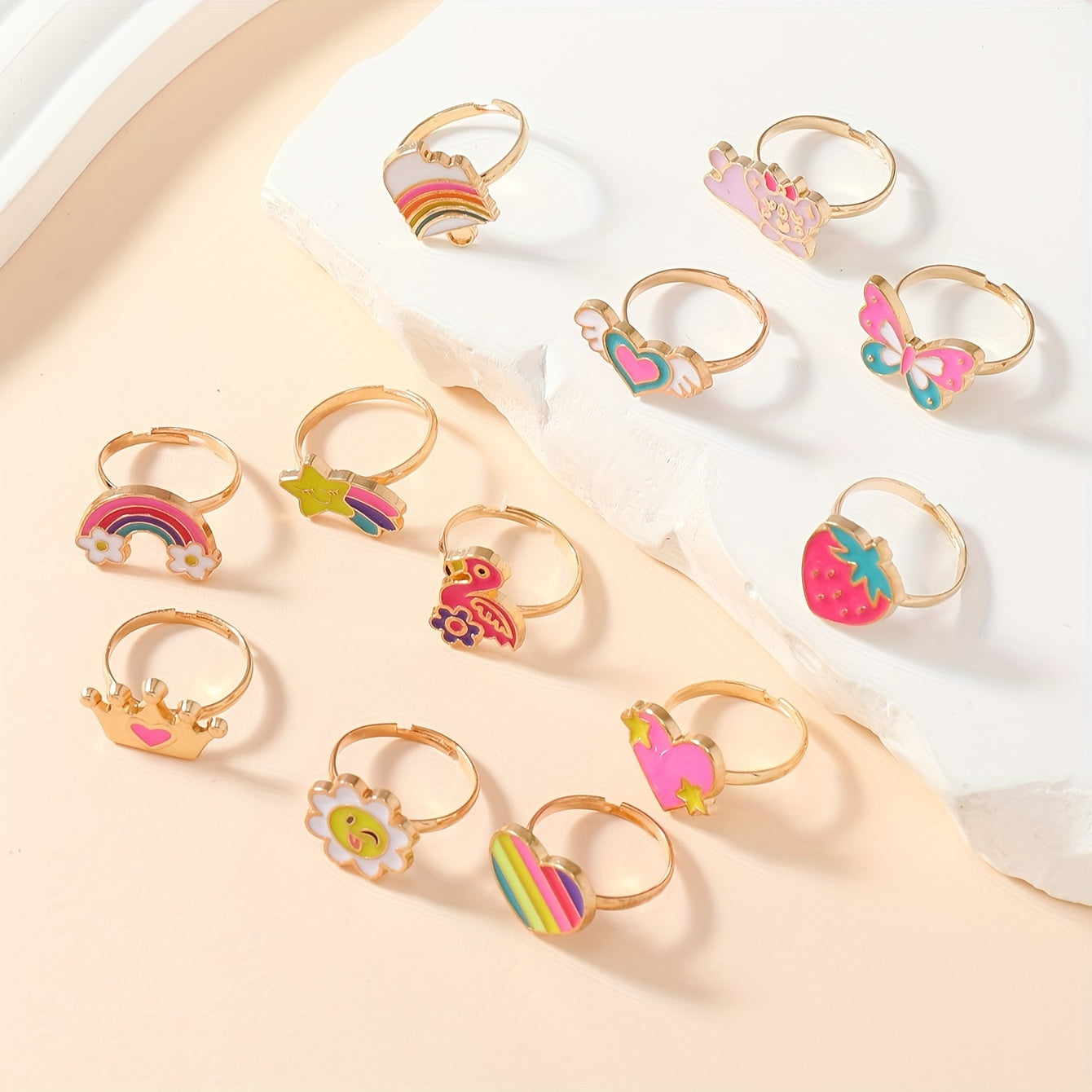 12 Pieces Cute Kids Rings