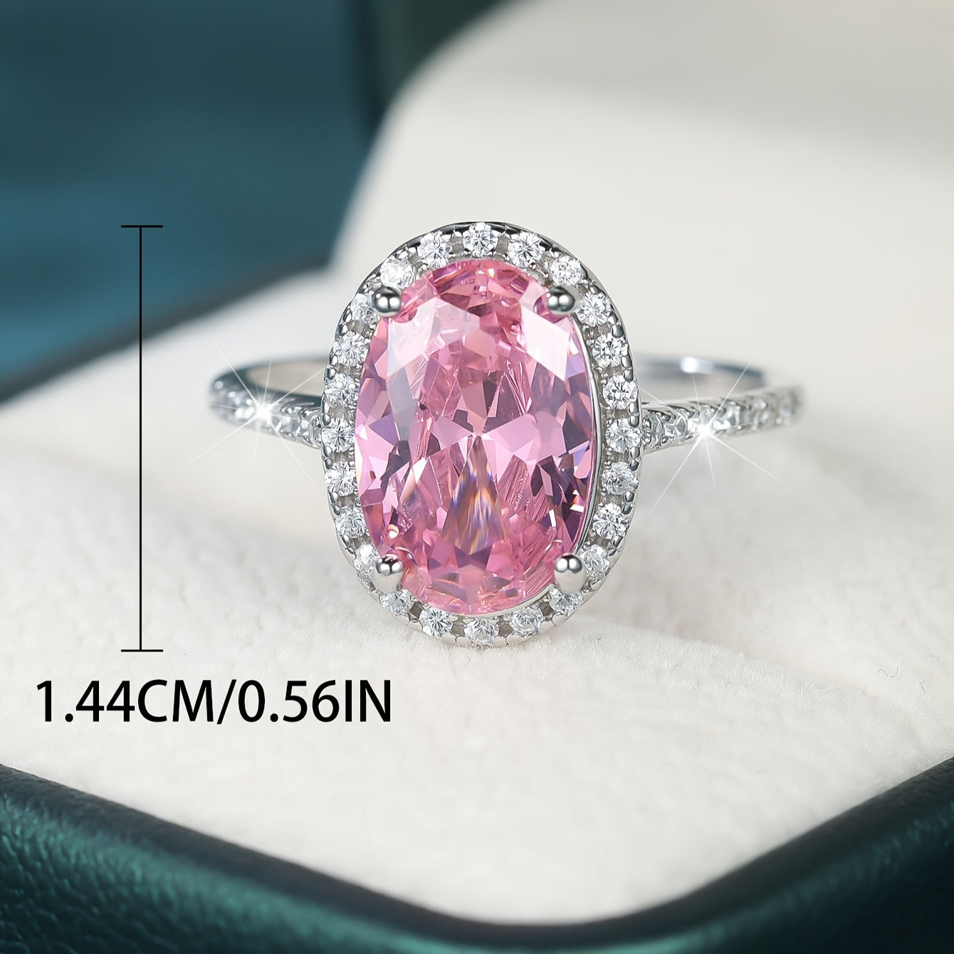 Oval Cut Fancy Pink Zirconia Engagement Ring