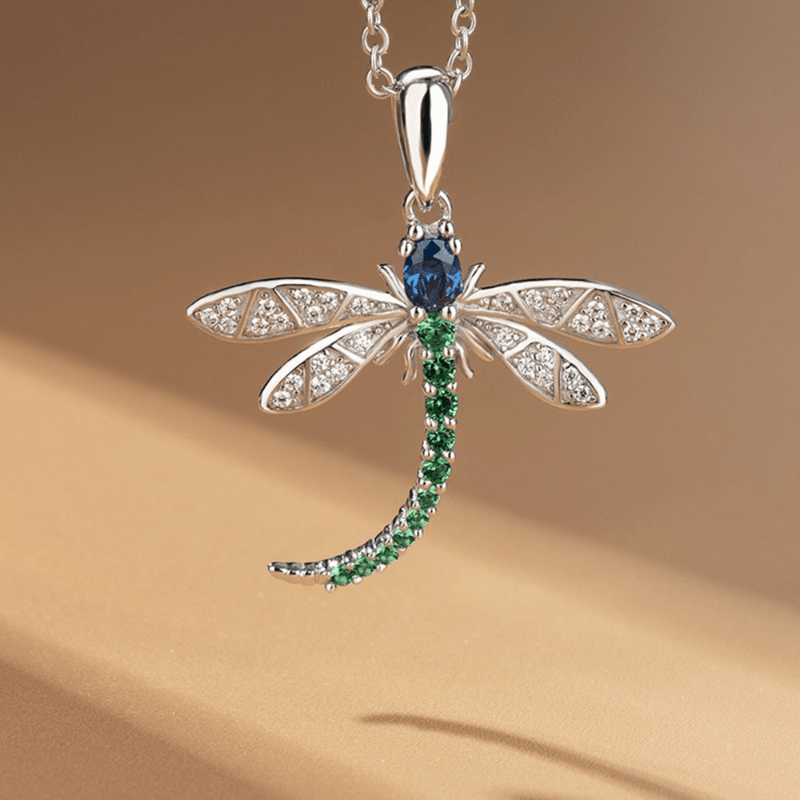 Cute Zircon Dragonfly Pendant Necklace