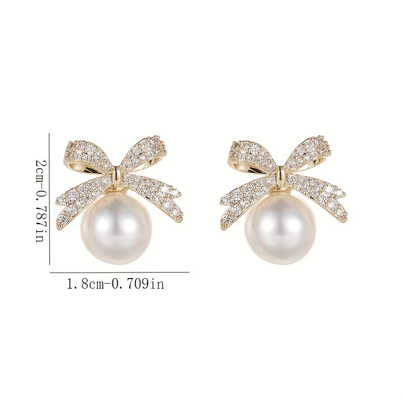 Bowknot And Faux Pearl earrings