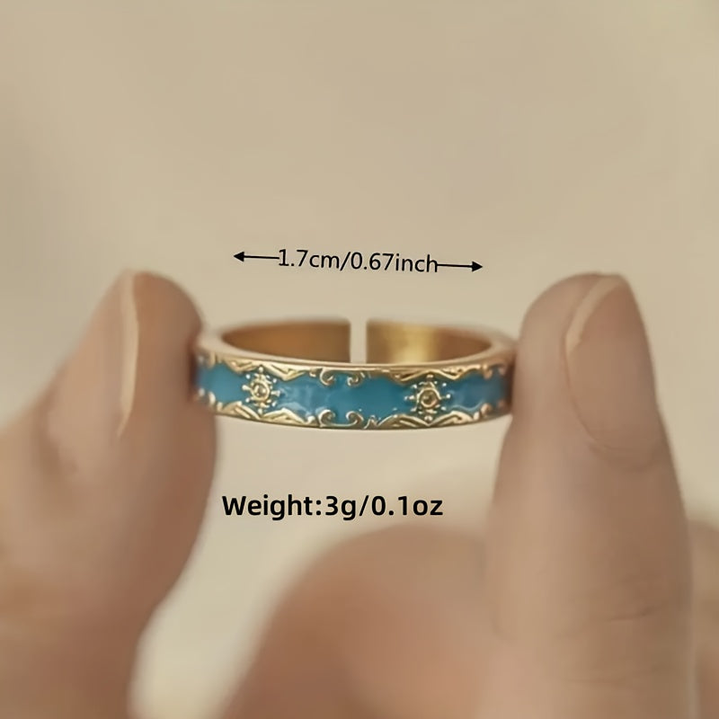 Vintage Enamel Zirconia Ring