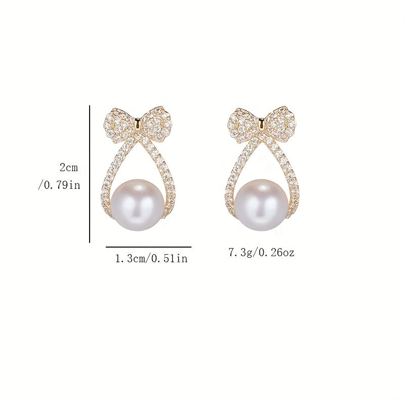 Bowknot Faux Pearl Earrings
