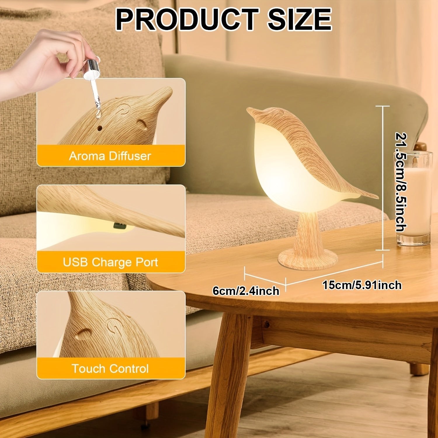 3 Color Temperature LED Aromatherapy Bird Light