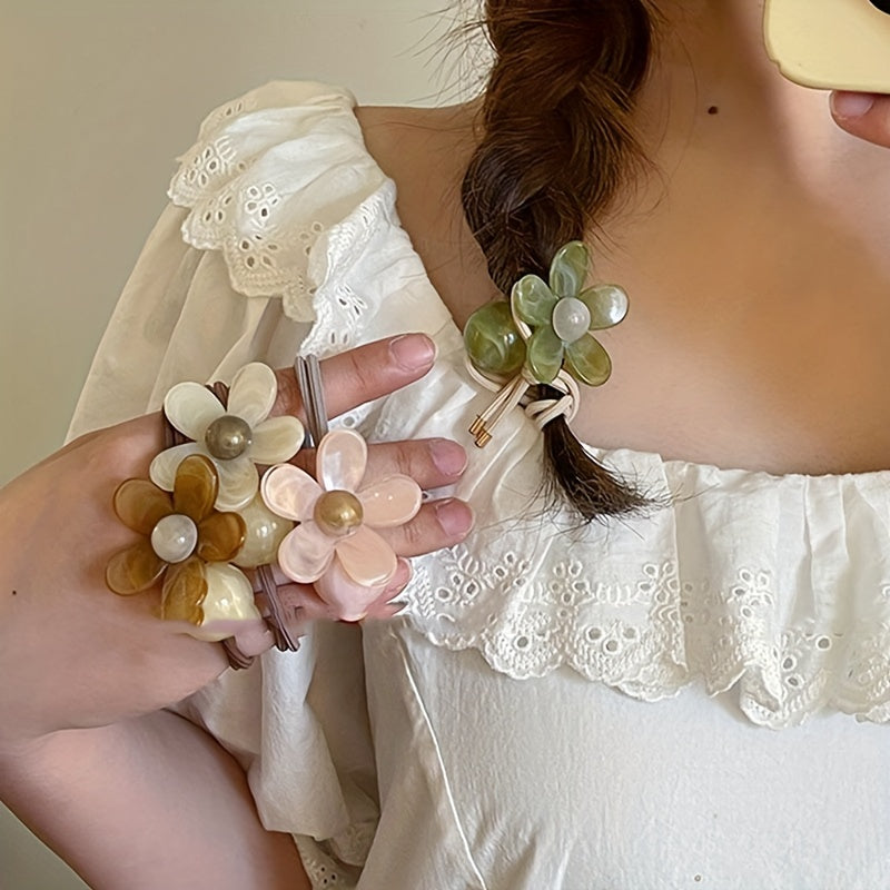 Set Cute Flower Elastic Hair Bands( one set)