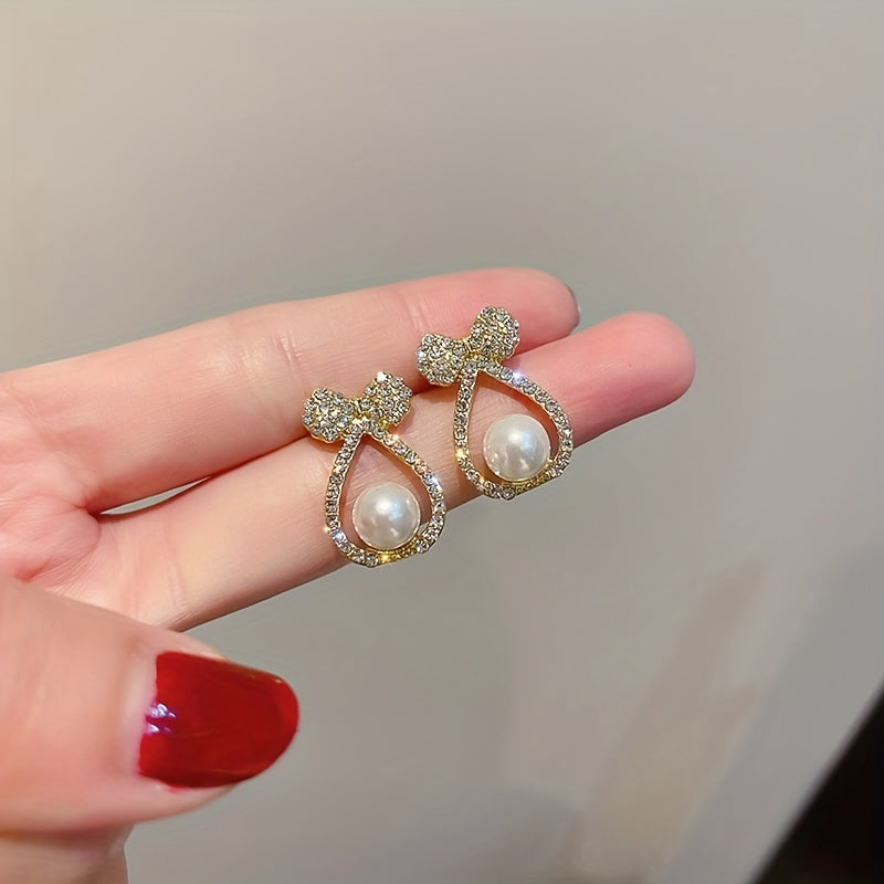 Bowknot Faux Pearl Earrings