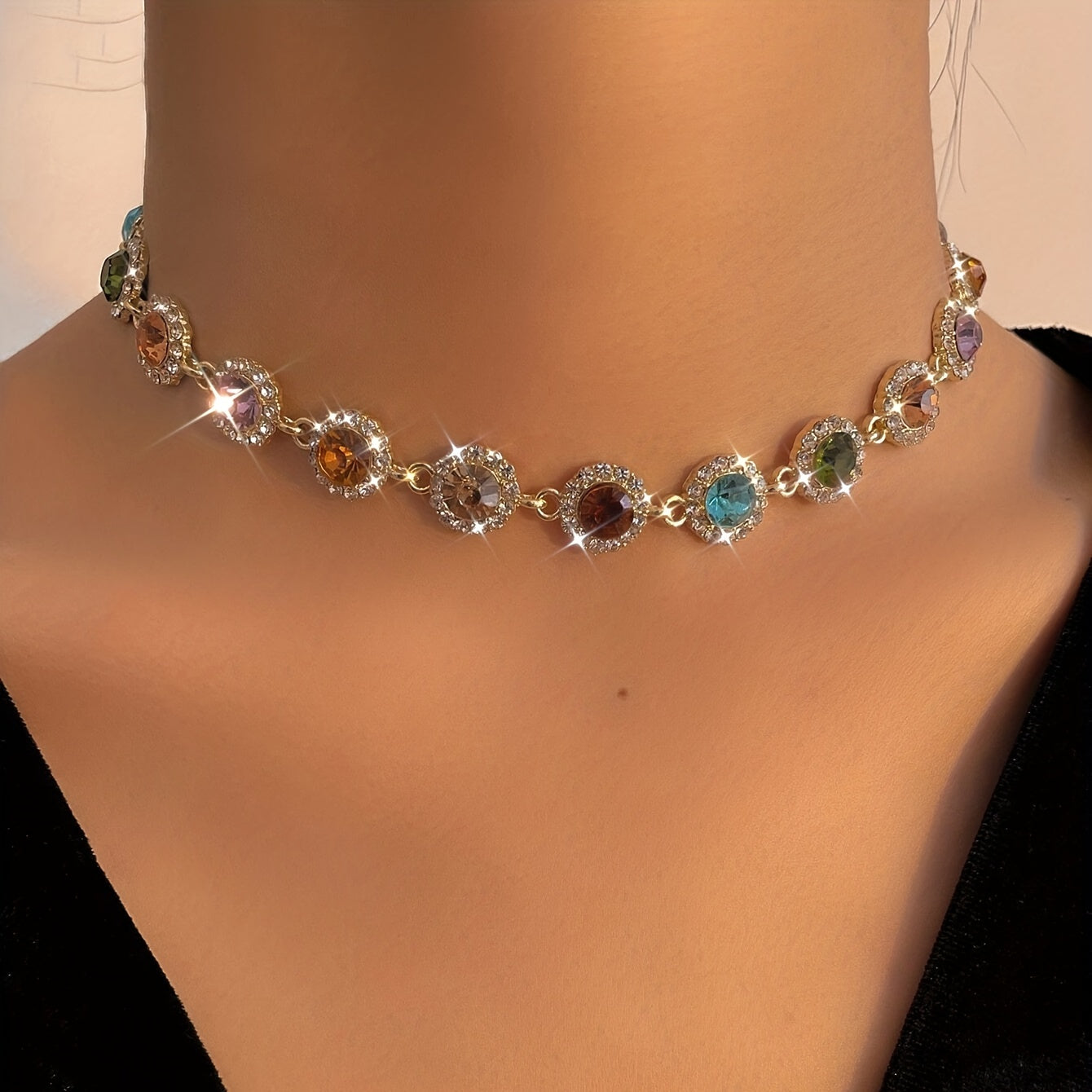 Colorful Rhinestone Necklace