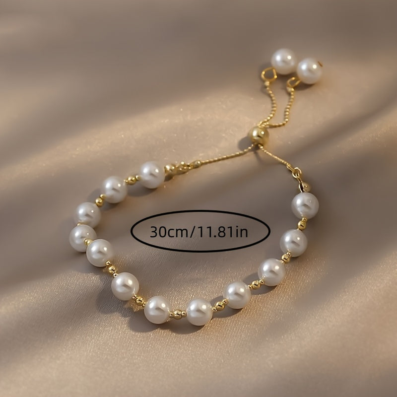 White Faux Pearl Bracelet