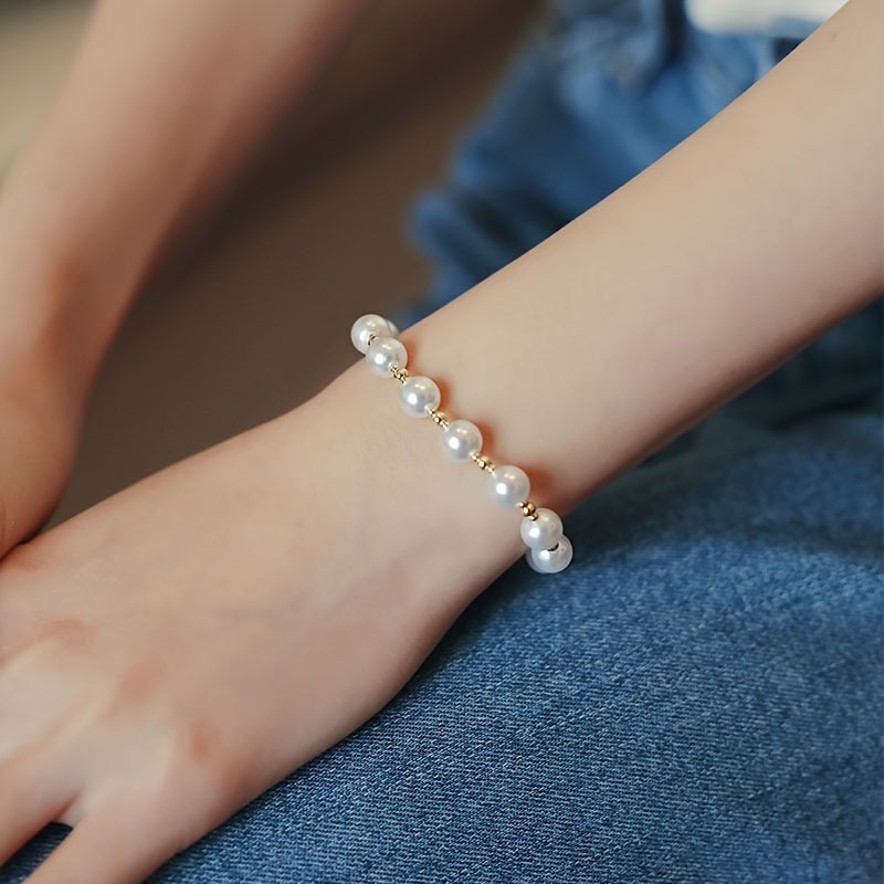 White Faux Pearl Bracelet