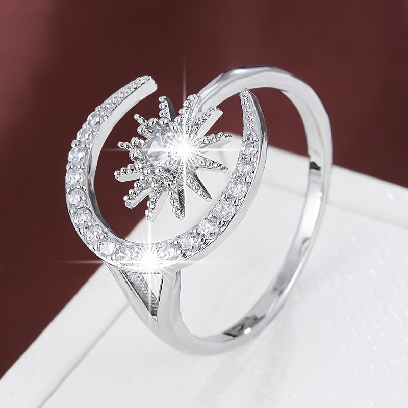 Crystal star and moon ring