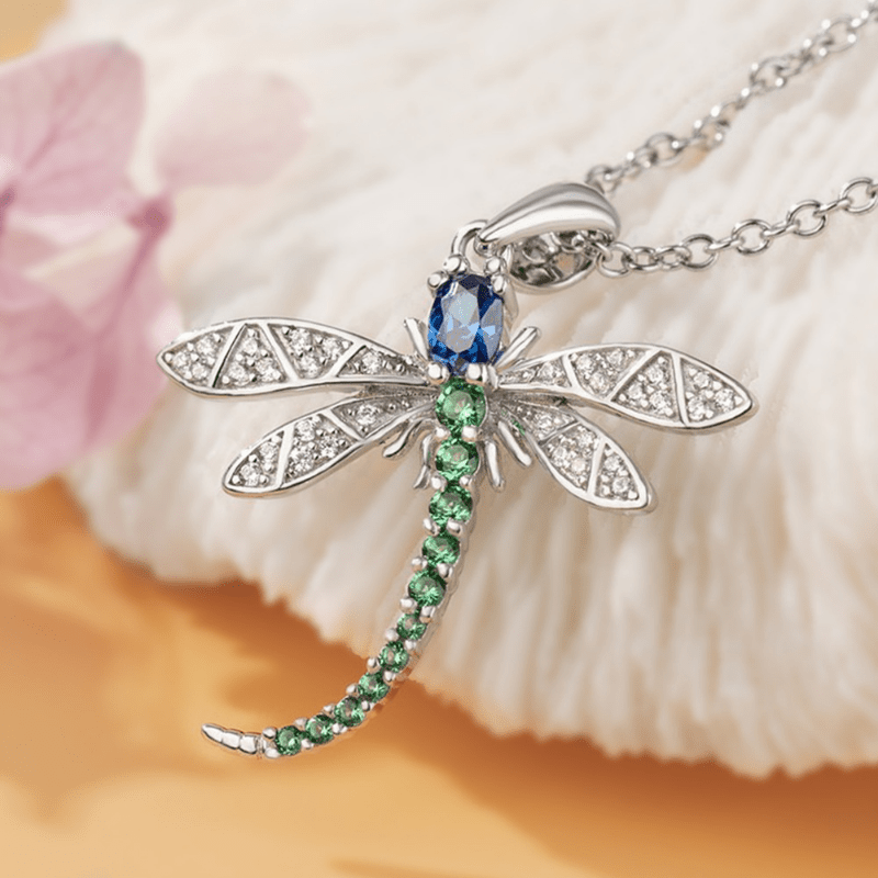 Cute Zircon Dragonfly Pendant Necklace