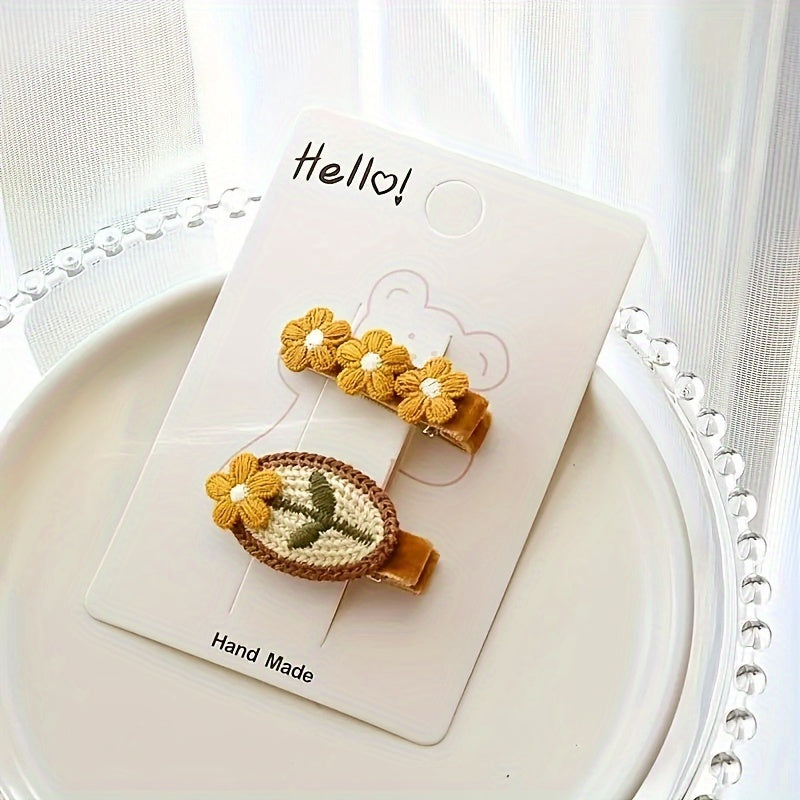 Embroidered Flower Hair Clip