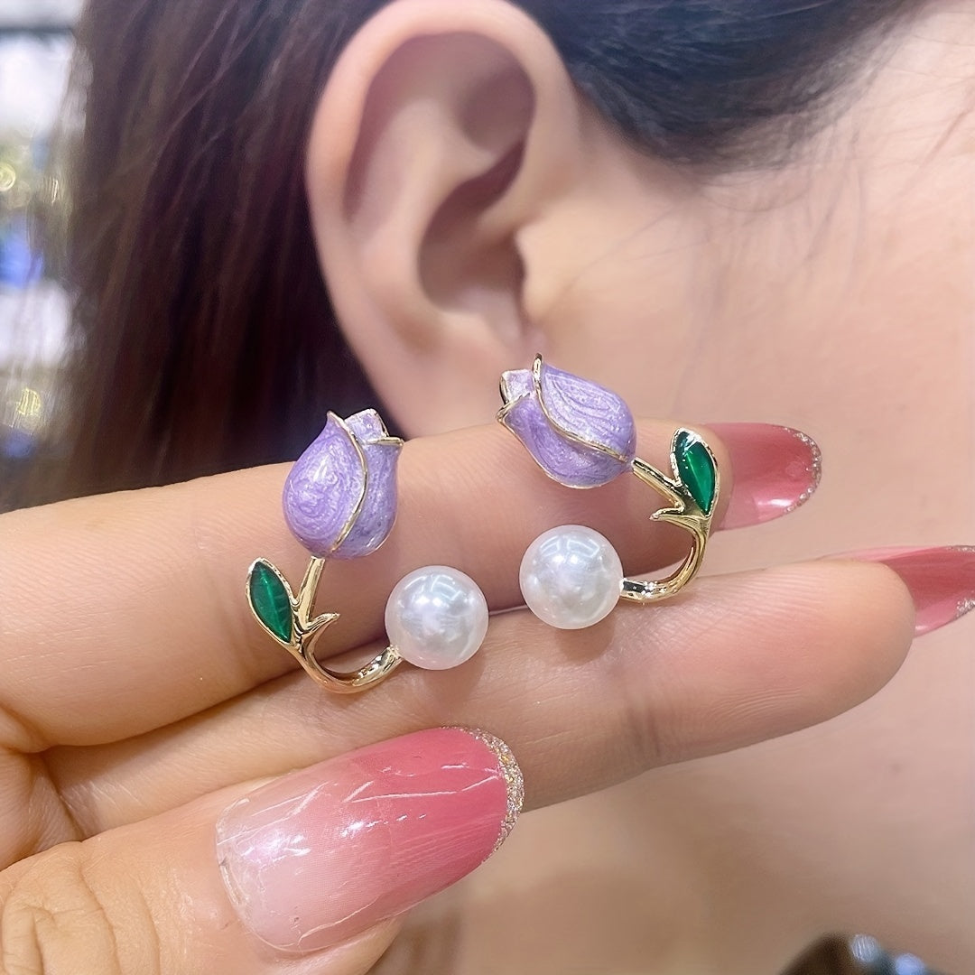 Purple Tulip Earrings