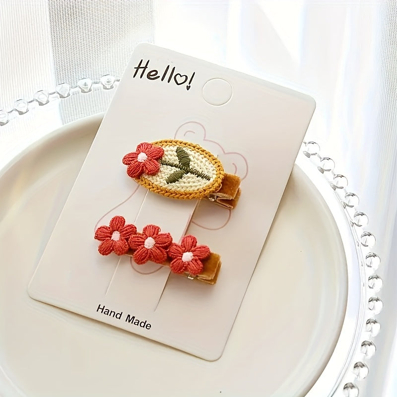 Embroidered Flower Hair Clip