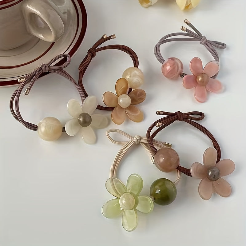 Set Cute Flower Elastic Hair Bands( one set)