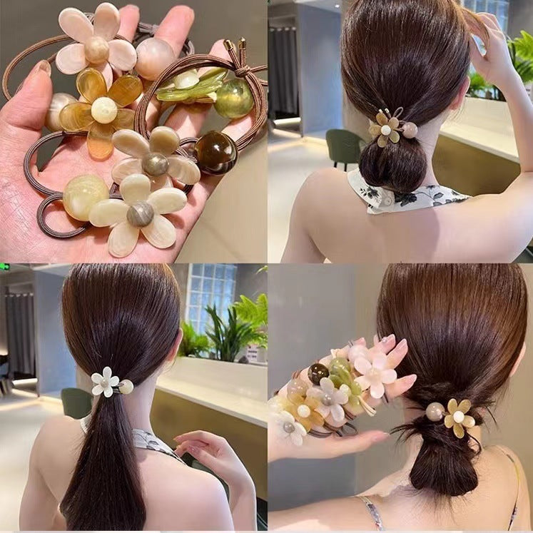 Set Cute Flower Elastic Hair Bands( one set)