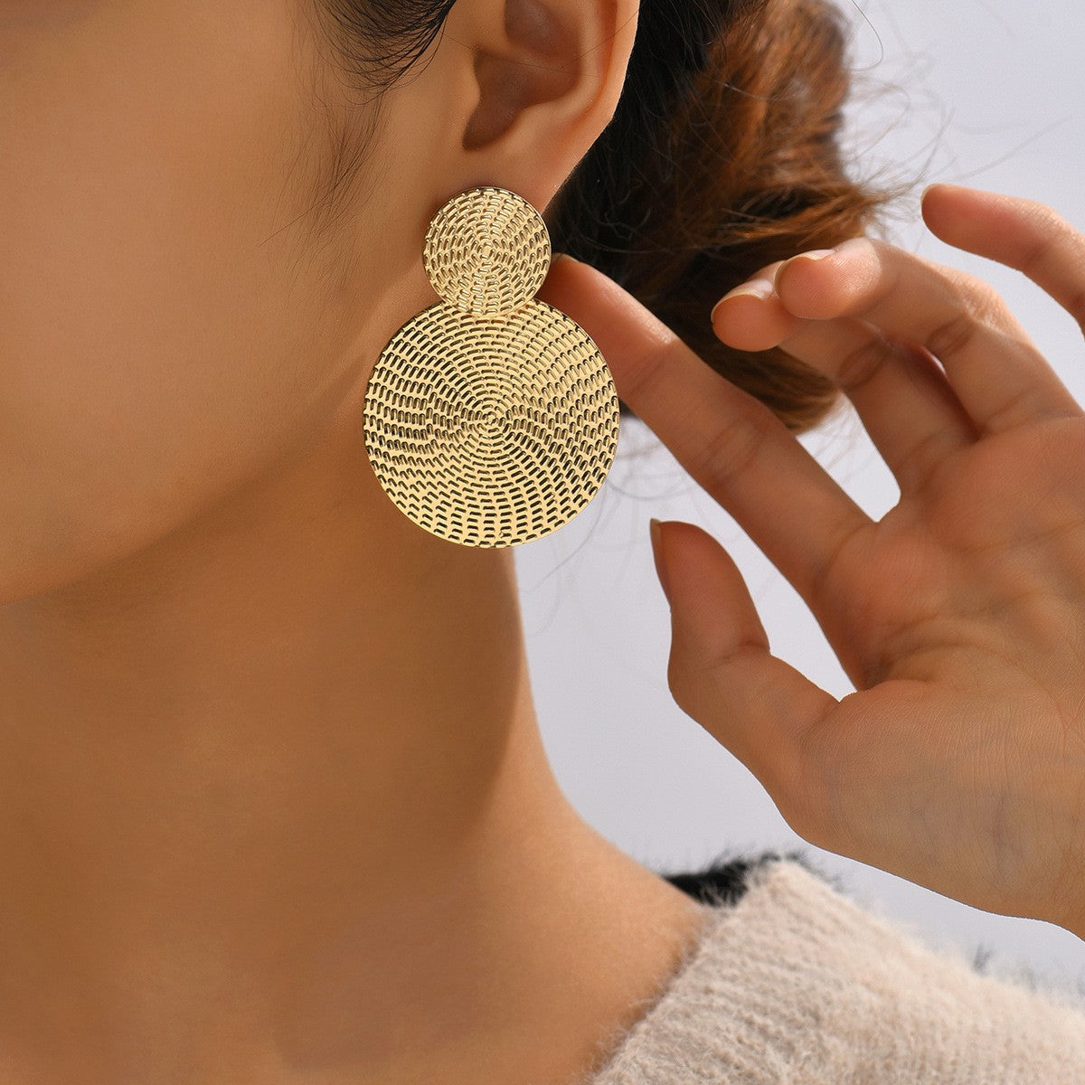Chic Round Metal Earrings