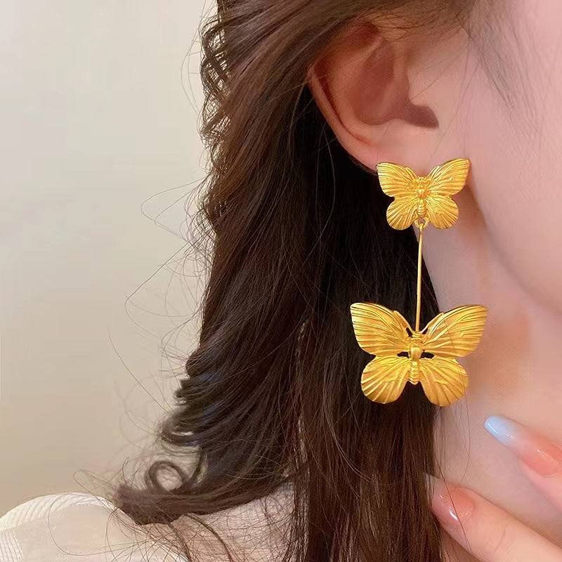 Exaggerated Double Butterfly Earrings