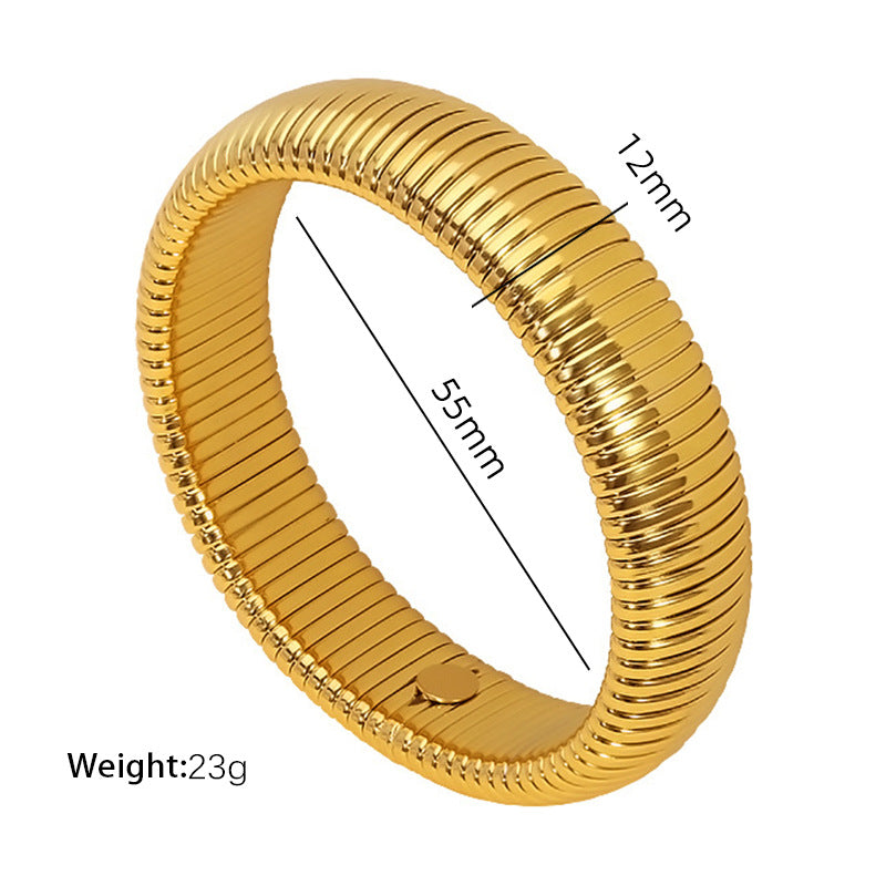 Elasticity Thick Metal Polish Bracelet