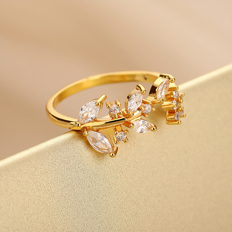 Zircon Leaves Open Rings