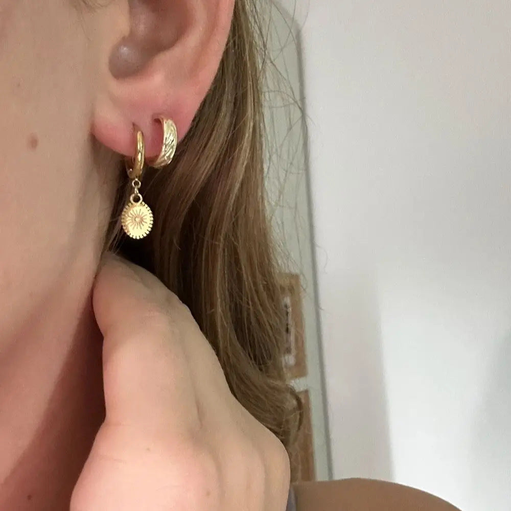 North Star Compass Dangle Hoop Earrings