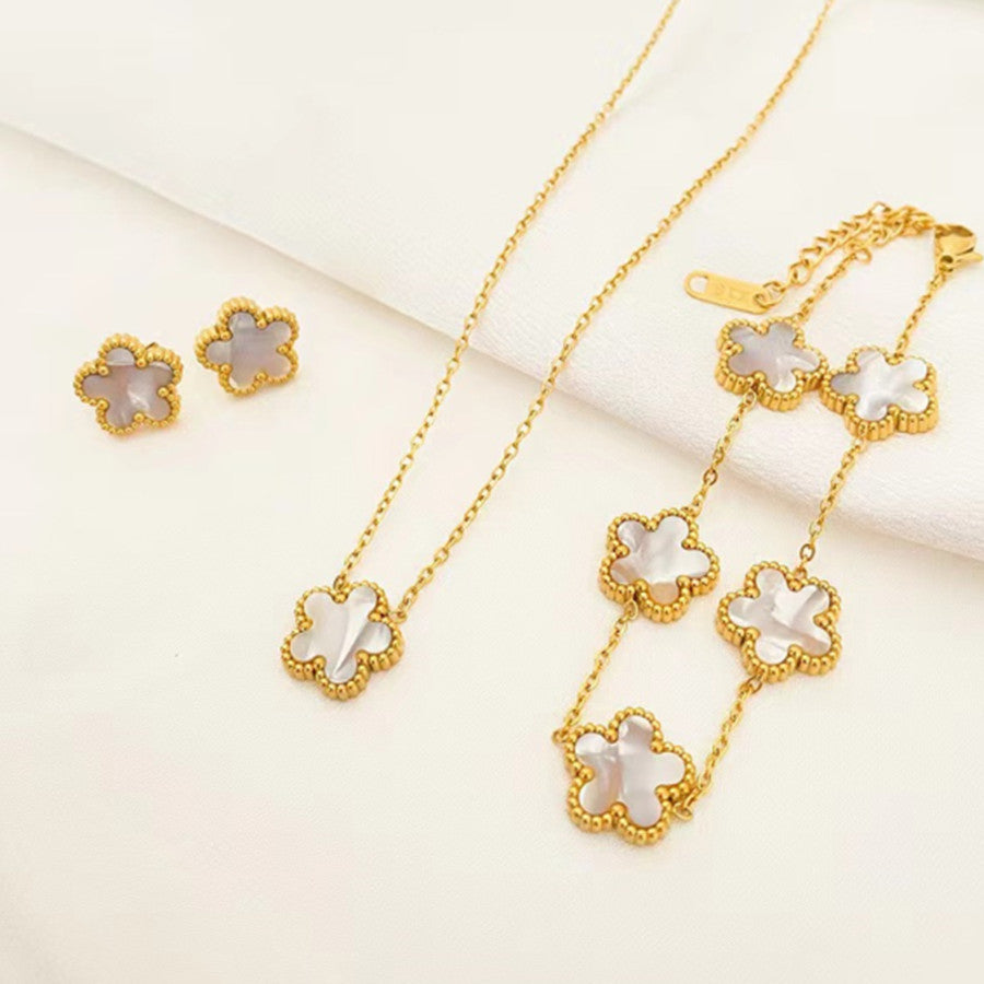 Plum Blossom Necklace Earrings Bracelet Jewelry Sets
