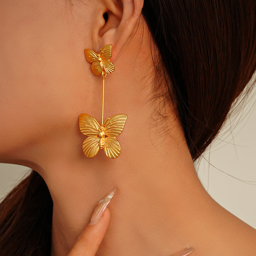 Exaggerated Double Butterfly Earrings