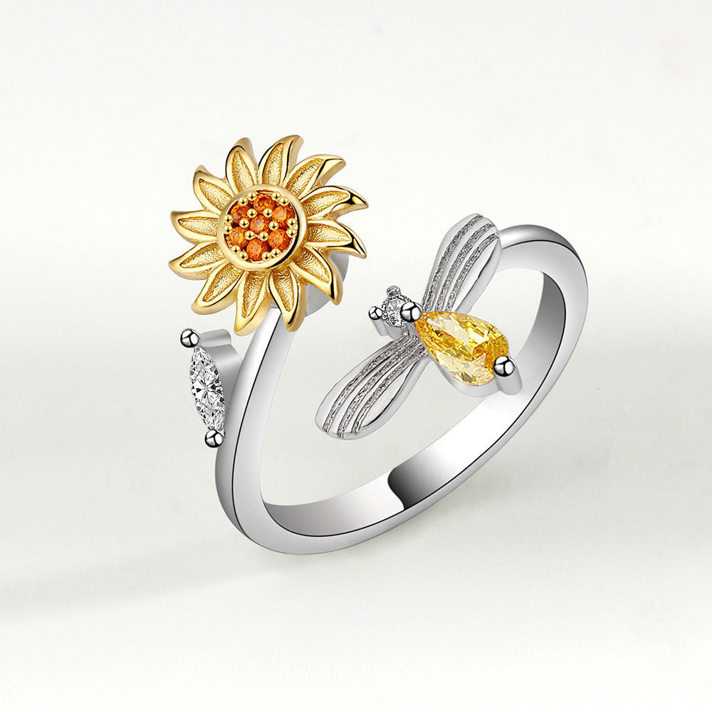 Spinning Sunflower Bee Ring