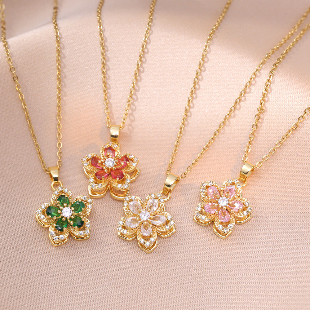 Rotatable Flower Necklace