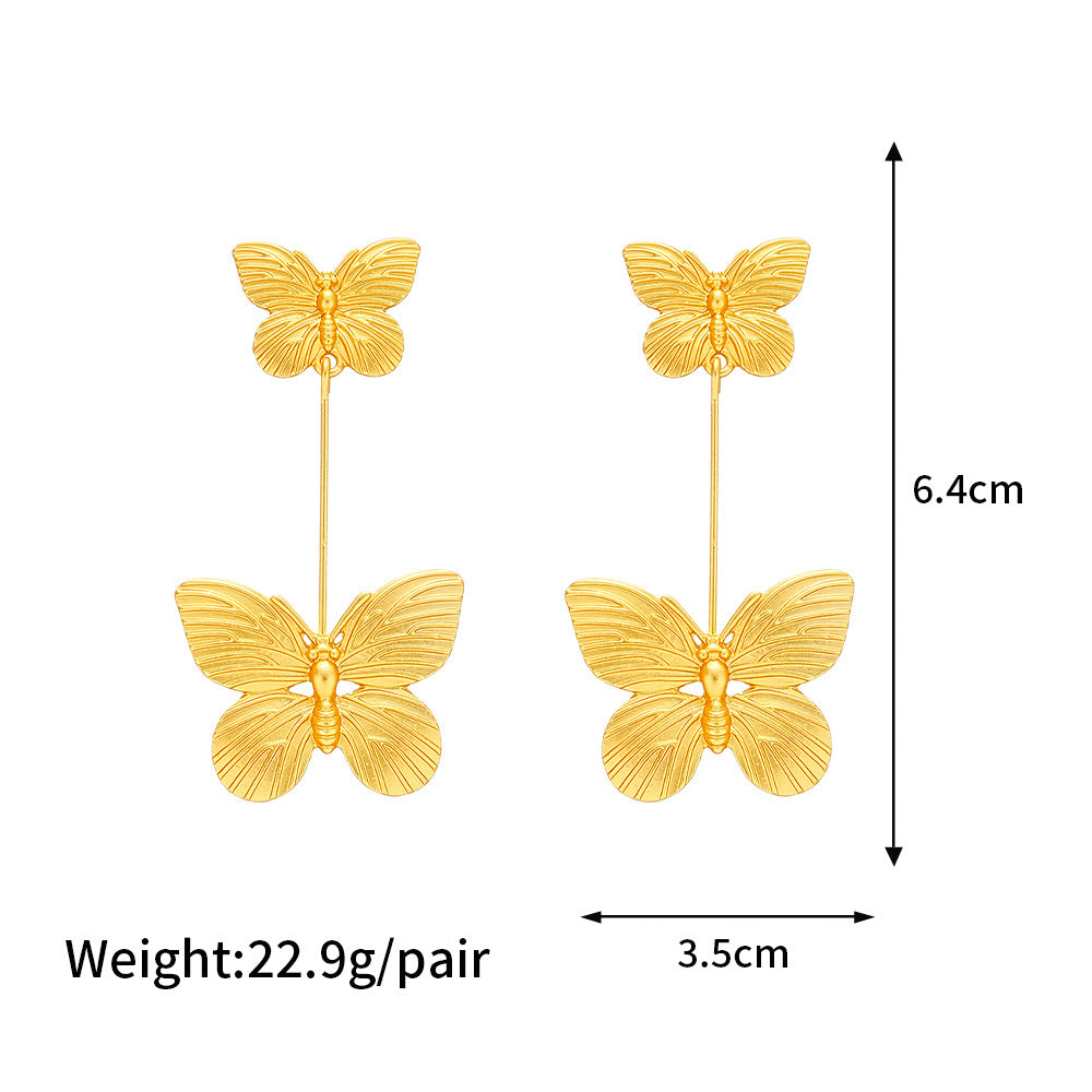 Exaggerated Double Butterfly Earrings