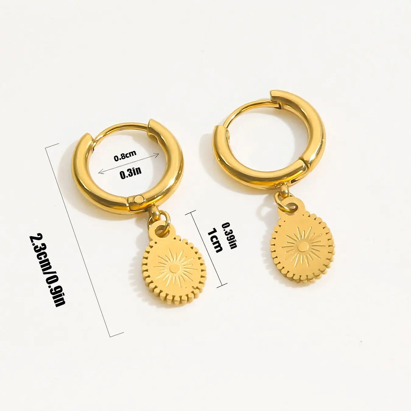 North Star Compass Dangle Hoop Earrings