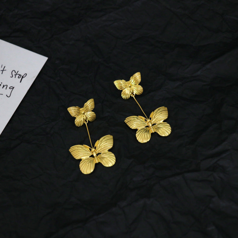 Exaggerated Double Butterfly Earrings