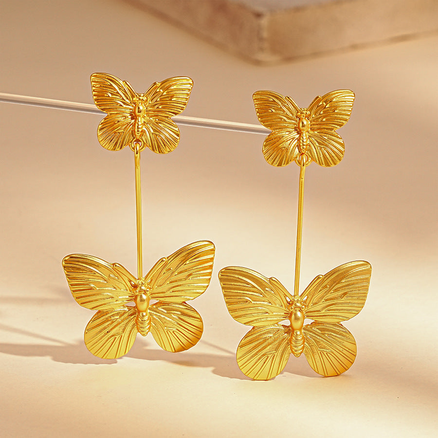 Exaggerated Double Butterfly Earrings